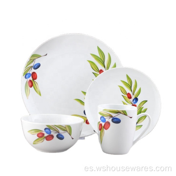 Plato de porcelana de calcomanía personalizada de círculo al por mayor para la cena
